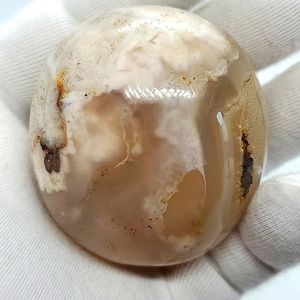 Sakura aka FLOWER Agate Roundish Shape Palm Stone Gemstone #007J